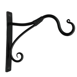 Living Ideas Hand Forged Scroll Hanging Plant Hanger Outdoor Iron Handmade Hanging Shepherds Hook for Bird Feeders Lanterns and Flower Baskets Farmhouse Heavy Duty Leaf Garden Plant Bracket