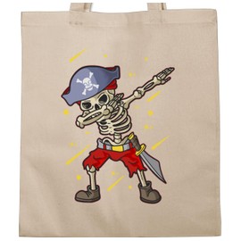 Shirtracer - Cotton Bag - Bags - Dabbing Pirate | Dab Pirate Skeleton with Name | Pirate Party, 1 natural white