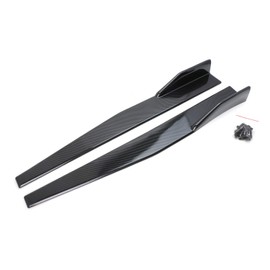 iJDMTOY Extra Long Left/Right Black Carbon Fiber Pattern PP Universal Rear Side Skirt Winglets Diffusers Compatible with Most Cars