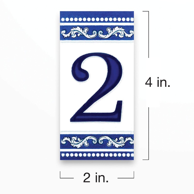 Kantu 2113013 Castilla Ceramic Tile Address Number, Blue