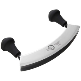 Mercer Culinary Double Blade Rocking Mezzaluna Knife with 2 Knob Handles, 8 Inch, Stainless Steel