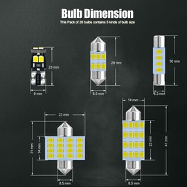 EBAIFUN Paquete de 26 bombillas LED de 6000 K, color blanco, 12 V, DE3175, 6411, T10, 2825, 6612F, 6615F, 31 mm, 41 mm, kit de bombillas LED para coche, camión, interior, mapa, cúpula, espejo de tocador, luz de visera, maletero de carga, luz de matrícula