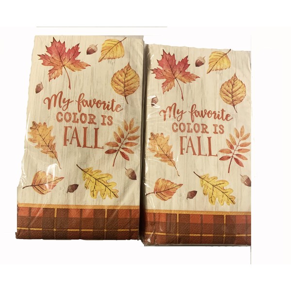 Party Now Fall Autumn Thanksgiving Halloween Disposable Paper Rectangular Buffet Napkins or Guest Towels 52 Count (Favorite Color)
