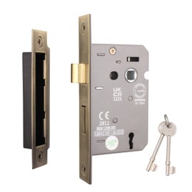 EAI Antique Brass Sashlock - Fire Rated & CE Approved Mortice Door Lock & Keys 80mm / 3 Inch