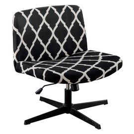 SONNACH Armless Chair Slipcover Stretch Criss Cross Chair Cover, Mid Back Wide Seat Accent Chair Covers,Modern Vanity Chair Cover for Office Desk (Black Grid)