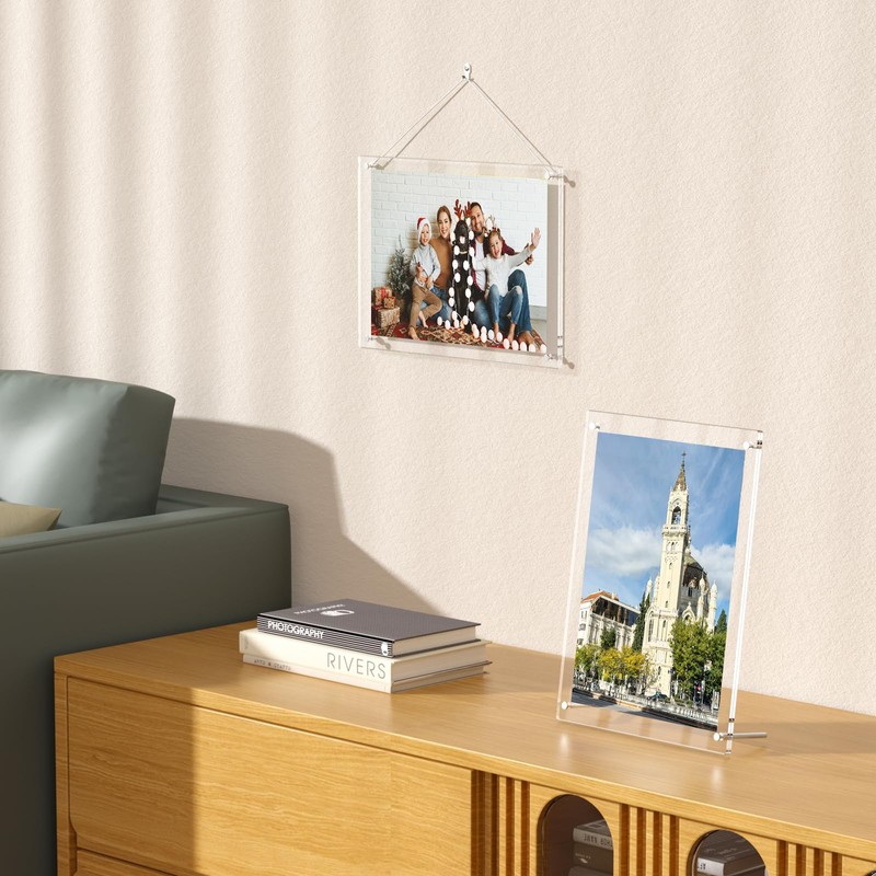 NIUBEE Clear Acrylic Picture Frame 8.5x11 inches, Wall Hang or
