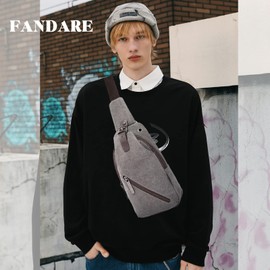 FANDARE Vintage Shoulder Bag Sling Bag School Travel Men Women Messenger Backpacks Neck Bag Sports Bag Travers Outdoor Canvas, gray, Retro