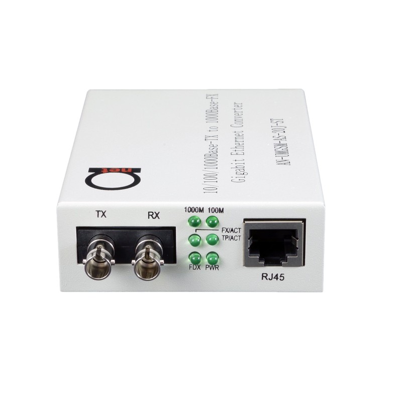Single Mode ST Gigabit Fiber Media Converter - Built-in Fiber
