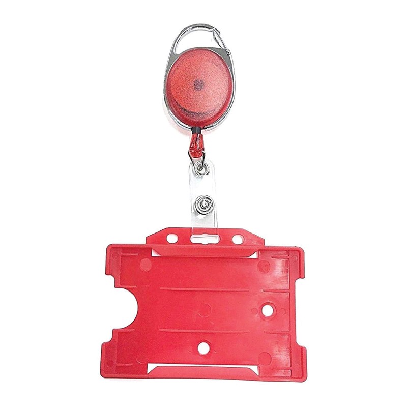 PCL Media ltd Red Retractable Badge Reel with Carabiner Clip