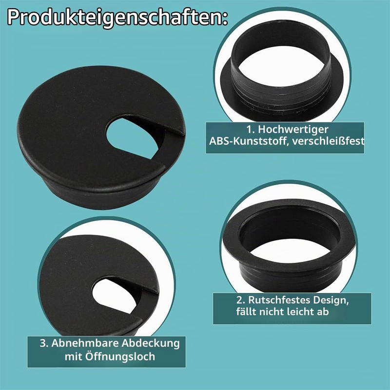 DLPRK Pack of 10 Desk Cable Grommet, Desk Cable Hole