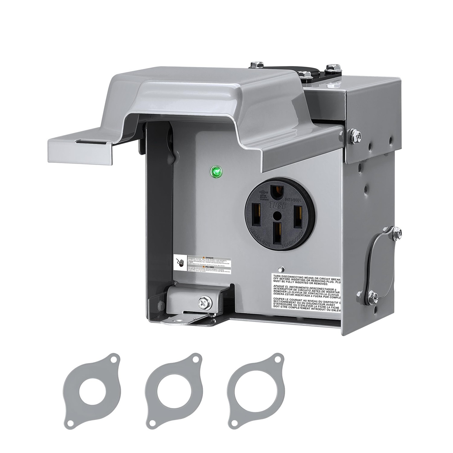 SURAIELEC 50 Amp RV Power Outlet Box, 125V/250V NEMA 14-50R Enclosed ...