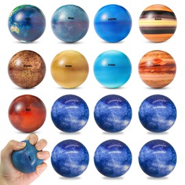 Pack of 15 Planet Mini Soft Balls, 6.3 cm Solar System Anti-Stress Ball, Mini Foam Stress Relief Balls, Stress Relief Toy, Anti Stress Toy Balls, Squeeze Balls for Children