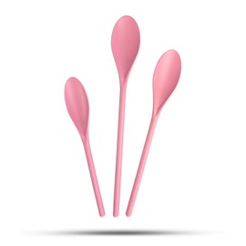 Crisp 3 Piece Poly Mixing Spoon Set - Plastic, Durable Kitchenware, Dishwasher Safe - Made in the USA - Pink