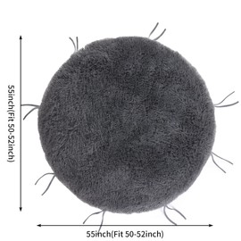 ROYALAY Faux Fur Cover for Papasan Cushion with Fluffy Plush,Shaggy Slipcover, Removable Chair Cushion Cover with 8 Ties-Cover Only-Fit 50-52 in(Dark Grey, 55 in)