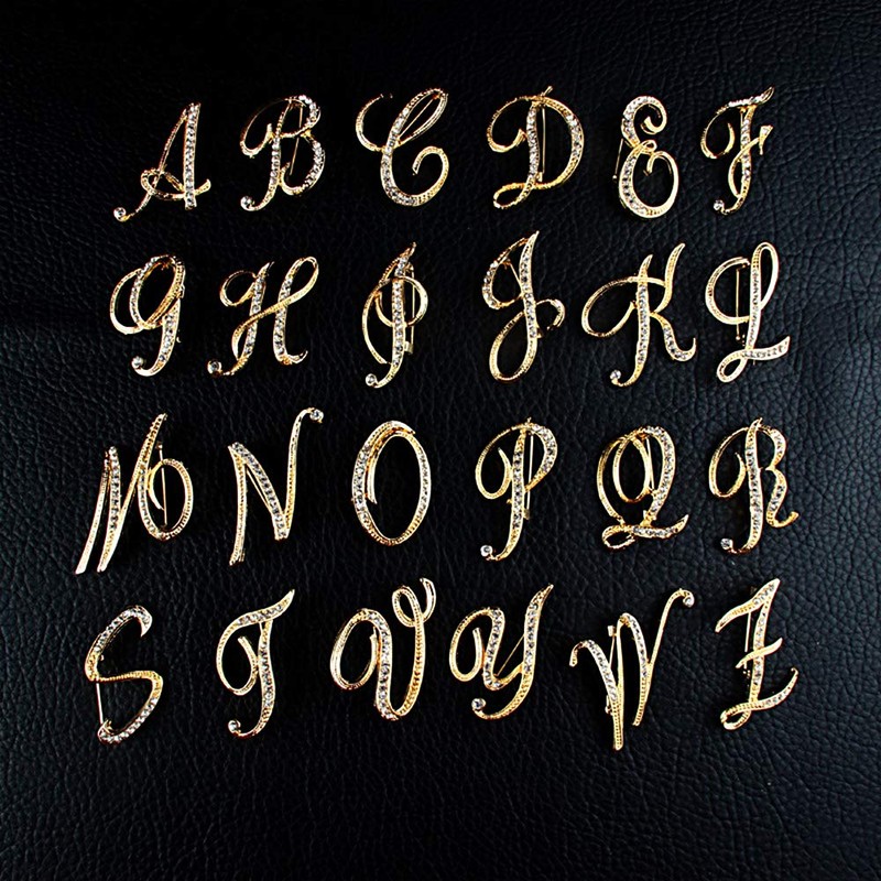 ETHOON Broche de letras con inicial de diamantes de imitación