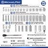 MichaelPro 50-Piece 3/8" Drive 90 Tooth Deep Socket Set, Premium