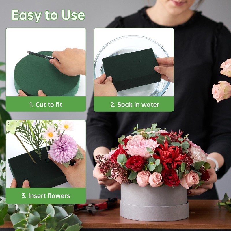Hahood 6 Pack Floral Foam Blocks Round Floral Foam Bricks