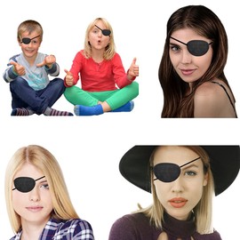 Xianglangsuccess Monocular Black Eye Patch, Washable, Amblyopia, Medical Eye Patch, Pirate Suit for Adults and Children
