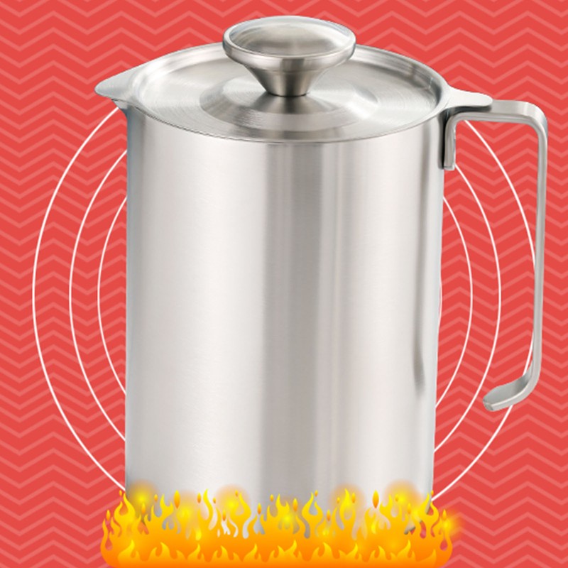 Bacon Grease Container with Strainer 304 Stainless Steel 1.8L Food