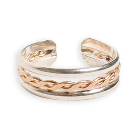 Anillo de punta | Trenza Stack de plata de ley 925 y relleno de oro de 14 quilates | Anillo de punta ajustable unisex, Metal