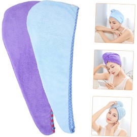 2 Piezas Toalla de Secado Rápido para Cabello Turbante de Microfibra y Absorbente Envoltura Práctica para Hogar Color Azul y
