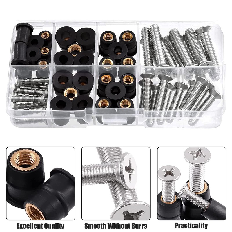 M4 M5 M6 Bolts and Nuts Sets,60Pcs Well Nut Expansion