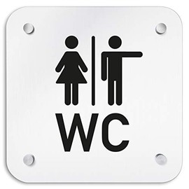 Kinekt3d Leitsysteme Aluminium Wall Sign 200 x 200 mm Toilet Right Safety Sign 1.5 mm Thick Aluminium Includes Fixings and Wall Mounting