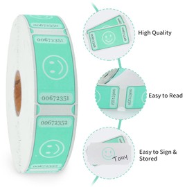 L LIKED 1000 Numbered Green Smiley Raffle Tickets, Single Ticket Roll for Party Events, Carnival, School Classroom Supplies