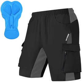 VAYAGER MTB Men's Short Cycling Shorts, 3D Padded Cycling Shorts, Mountain Bike Shorts for Men, Quick-Drying Outdoor Cycling Shorts, MTB Bike Shorts (Black-M), black