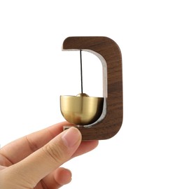 IcosaMro Door Bell for Shopkeepers, Zen Magnetic Wood Doorbell When Door Opens for Home and Business, Hanging Door Chime for Entrance, Fridge Sticker and Barn Door, 3x1.7 Inches (Walnut)