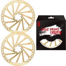 CNC Bike Disc Brake Rotor 203mm，MTB Brake Rotor With Bolts，2pcs（Gold）