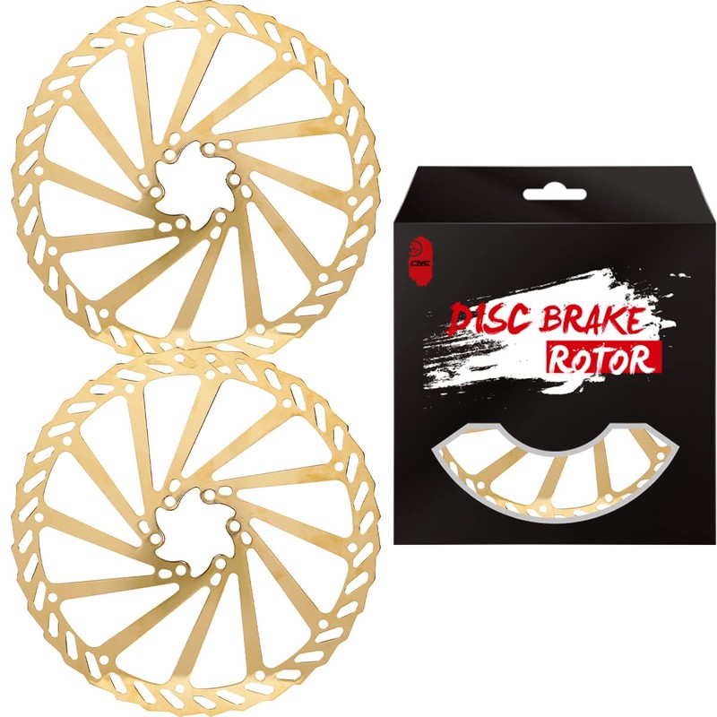 CNC Bike Disc Brake Rotor 203mm，MTB Brake Rotor With Bolts，2pcs（Gold）