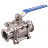 DERNORD Sanitary Ball Valve Fits 1.5" Tri-Clamp Clover Stainless Steel
