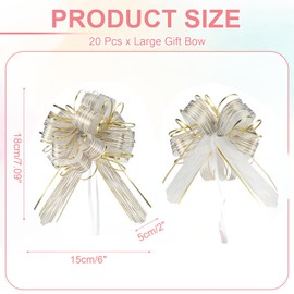 PATIKIL Large Gift Bow 7x6 Inch, 20 Pack Pull Bows for Gift Wrapping Present Wedding Valentine's Day Party Birthday Christmas Basket Decoration, White