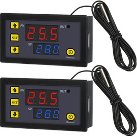 W3230 LCD Digital Thermostat DC 12V 20A Temperature Controller Meter Temperature Switch -50-110 Degrees Celsius with Temperature Sensor High Temperature Alarm LED Display (2)