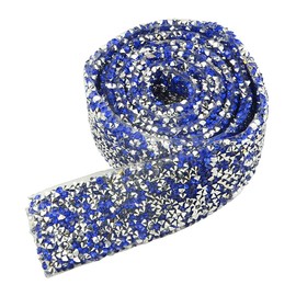XINGYHENG 3cm Wide 2 Yard Rhinestone Diamond Ribbon Diamond Belt Glue Patch Decorated Diamond Net for Crafts Project Birthday Decorations Furniture Headboard Clothing(Blue)