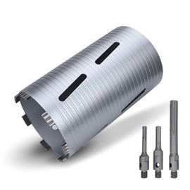 6-1/4 inch Diamond Dry Core Drill Bit, 10" Drilling Depth, 5/8"-11 Thread for Concrete Granite Masonry Brick Block, Includes 3 Adapters SDS Plus, SDS Max and Hex (6-1/4 inch)