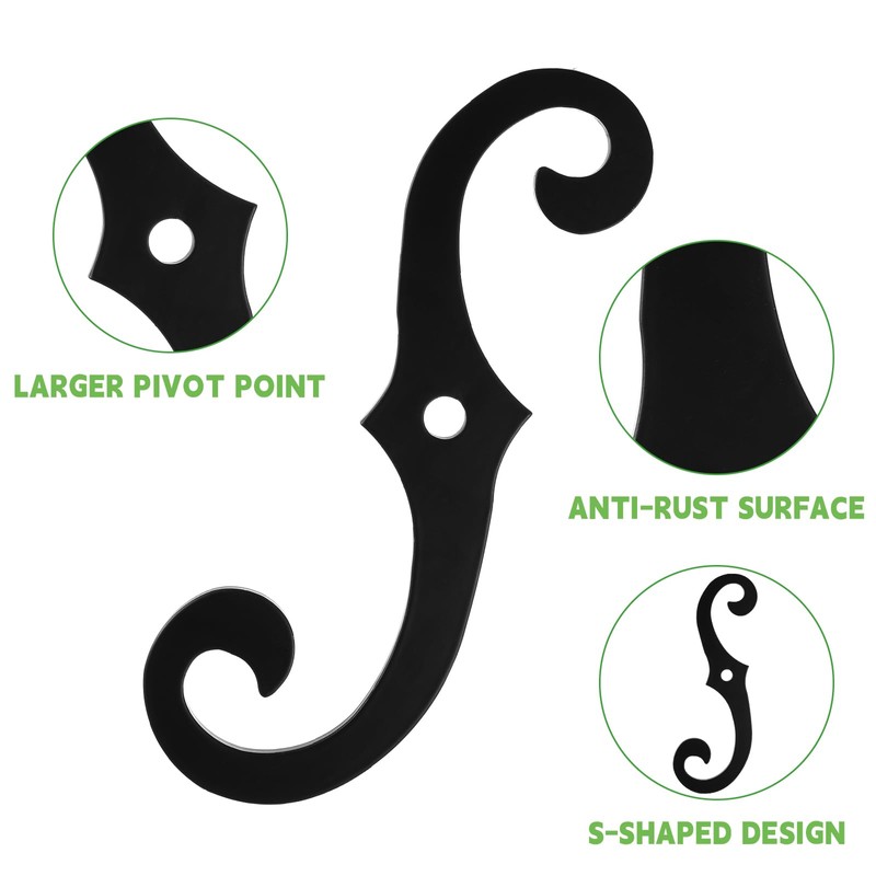 MorningRo 2 Pack Black S Style Shutter Dogs Hardware Decorative