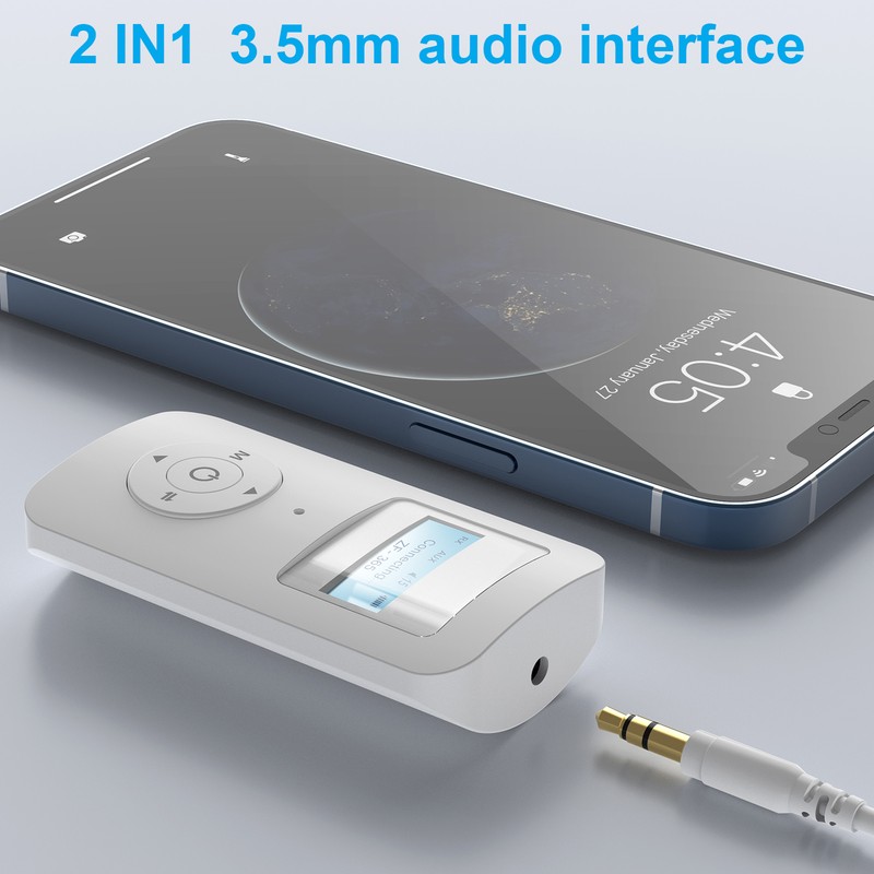 Bluetooth 5.0 Transmitter Receiver Bluetooth Audio Transceiver with Display Screen