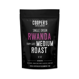 Rwanda Full Bodied Medium Roast Coffee Beans, Single Origin Whole Bean, - 12 oz Bag
