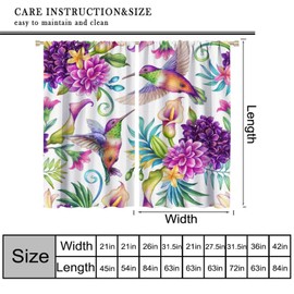 Cortinas florales de primavera de colibrí, acuarela, flores rosadas, mariposas, colibrí, diseño de naturaleza, cortinas de ventana para recámara, sala de estar, cocina, juego de 2 paneles, decoración