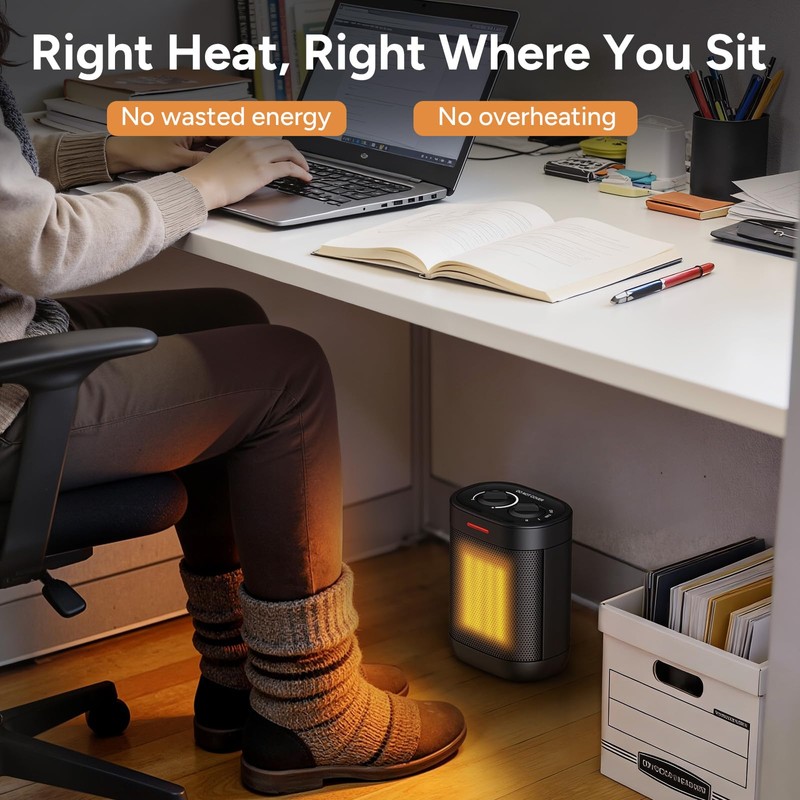 Pereysi Ceramic Personal Space Heater for Office Desk & RV,