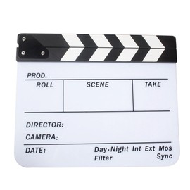 Acrylic Movie Directors Clapboard, Photography Video Clapper Board Dry Erase Film Slate Cut Action Scene Clapper 9.6x11.7 inch/25x30cm, White
