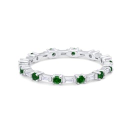 Blue Apple Co. 2 mm Art Deco Full Eternity Boda Banda Redonda Baguette circonia cúbica 925 Plata de Ley