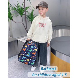 PAEHUIMT Nursery Backpack for Boys, Dinosaur Backpack, School Bag for Primary School, 1st Grade, navy blue