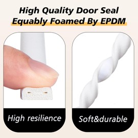 SUNMON D-Type Strip Door Weather Stripping Door Seal Self Adhesive Foam Soundproofing for Doors and Windows, Oundproofing Weatherstrip Gap Collision Avoidance（White）