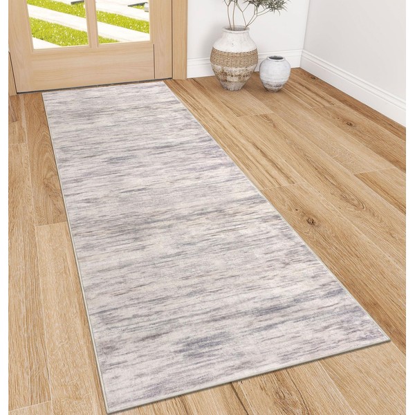 Siiloom 2x6 Gray Beige Neutral Multi Modern Abstract Runner Rug