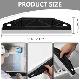 Multi-Purpose Straight Edge Tool, 30.4 cm Long Paint Shield, Black Paint Trim Guard, Straight Paint Guard, Stainless Steel Edge Painters Tool, Paint Wallpaper Scraper for Precision Smearing Repairing