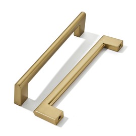 khtumeware 5 Inch Hole Center 6 Pack,Champagne Bronze Cabinet Pulls Heavy Duty Solid Satin Brass Kitchen Drawer Handle Antique Cabinet Hardware for Bathroom, Drawer, Cabinet