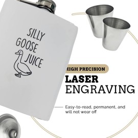 Silly Goose Juice Funny Flask, White Elephant Gifts for Adults Funny, Funny Gifts for Friends, Christmas Gag Gifts Adults Funny, Adult Novelty Gifts, Cool 21st Birthday Gifts (White)